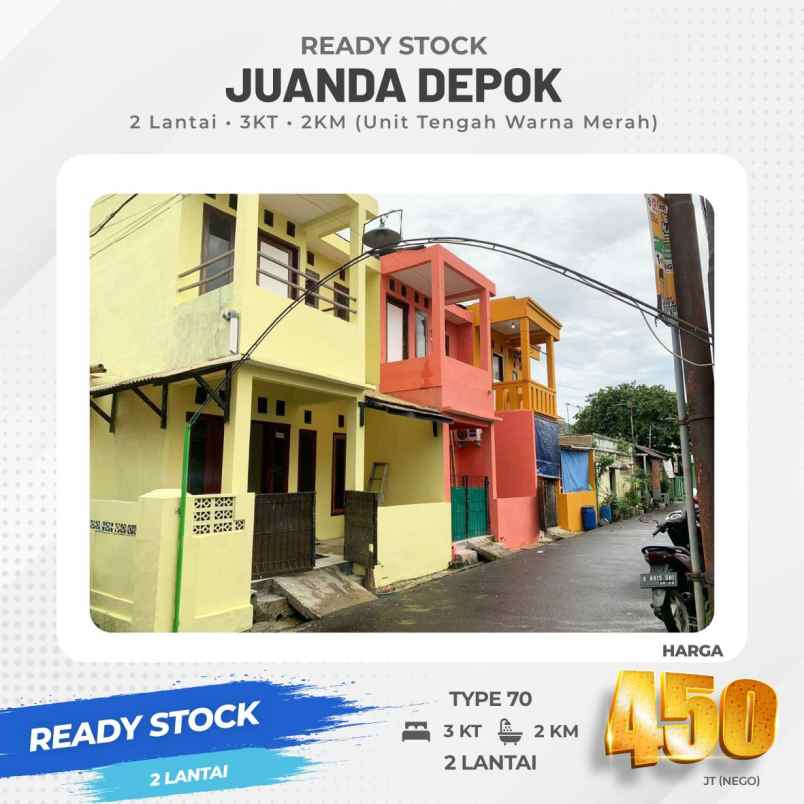 rumah 2 lantai readystok juanda depok dua