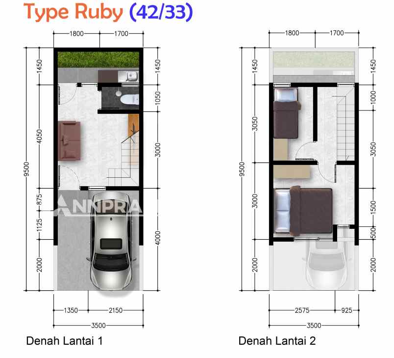 rumah 389 juta 2 lantai di tapos depok tara verti