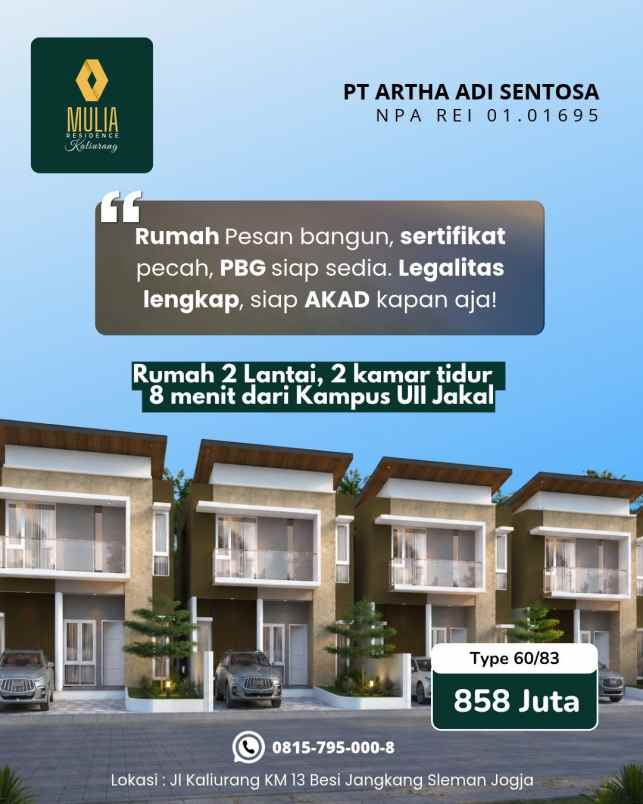 rumah dijual ngaglik uii kaliurang mulia residence