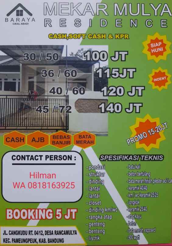 rumah jl cangkudu desa ranca