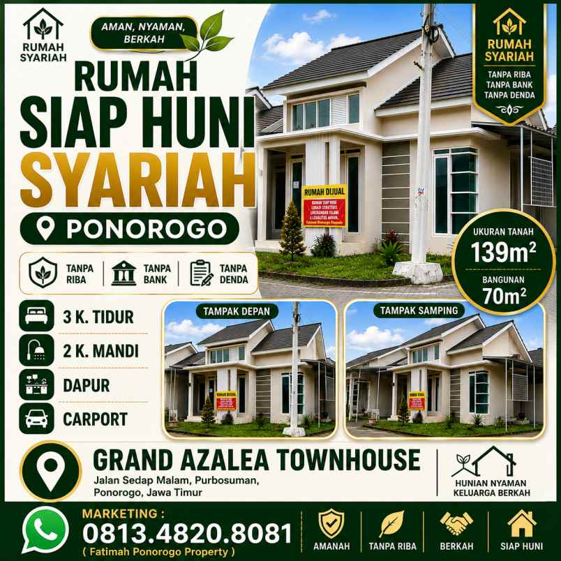 rumah satu lantai siap huni syariah ponorogo