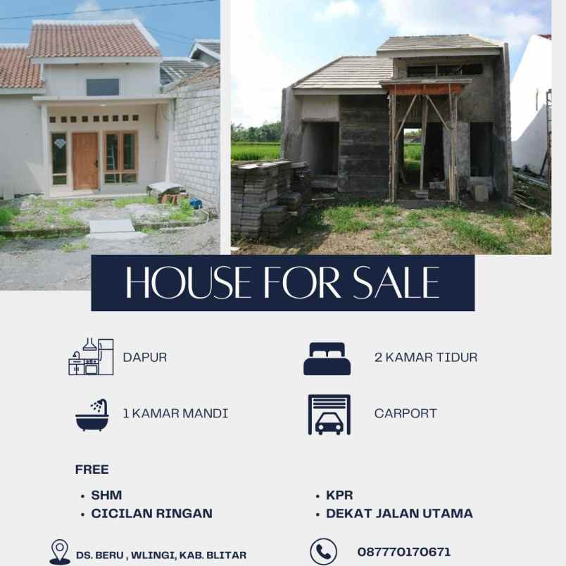 rumah strategis wlingi kota 0 jalan raya dekat fasum