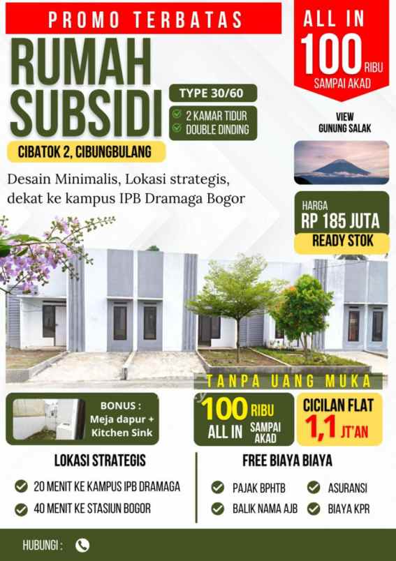 rumah subsidi murah cicilqn flat di bogor