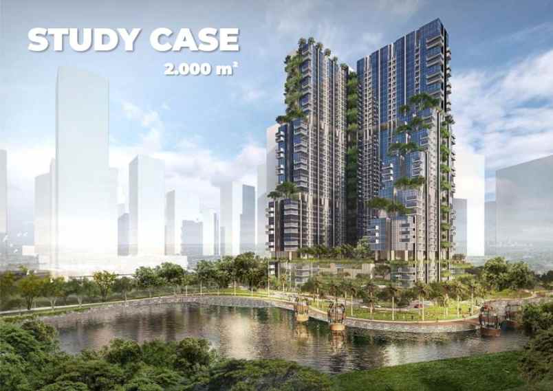 soho komersial 3 lantai view danau di pik 2