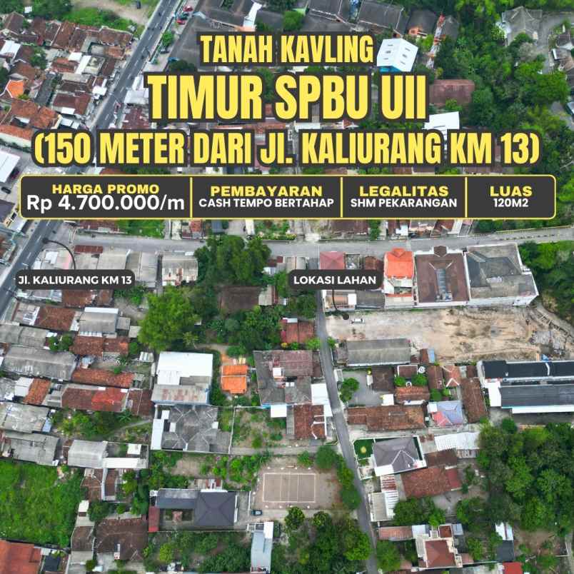 tanah kavling 150 meter jl kaliurang km 13 spbu uii