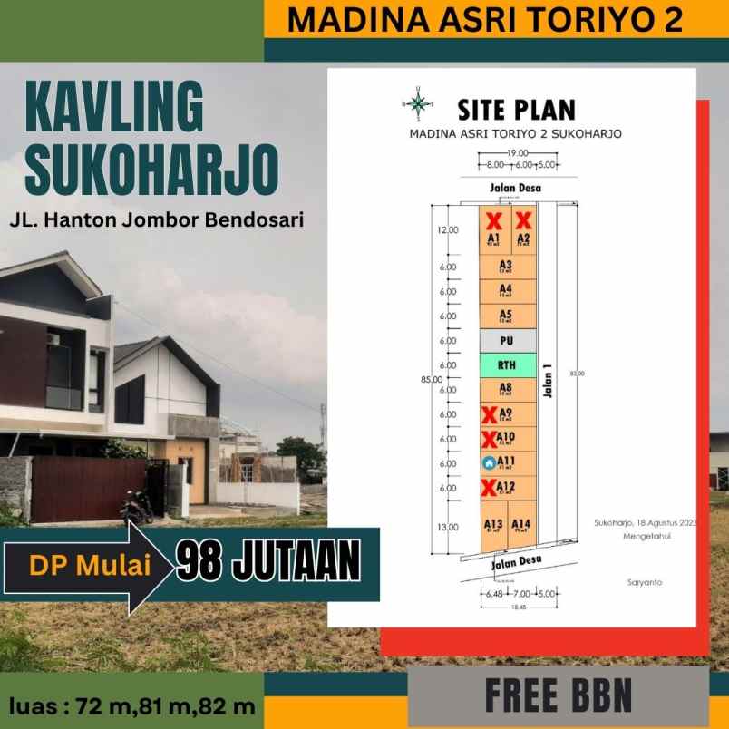 tanah kavling setrategis di perumahan sukoharjo kota