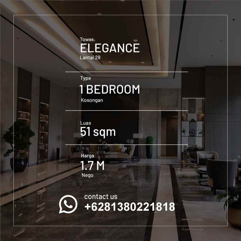 apartemen south gate tower elegance 1br