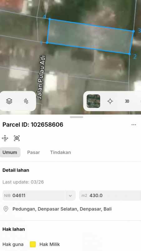 dijual 4 3 are jl pulau adi pedungan denpasar selatan