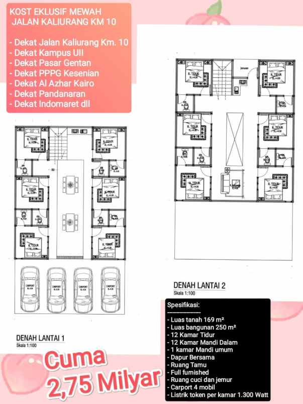 dijual kost kaliurang km 10 5