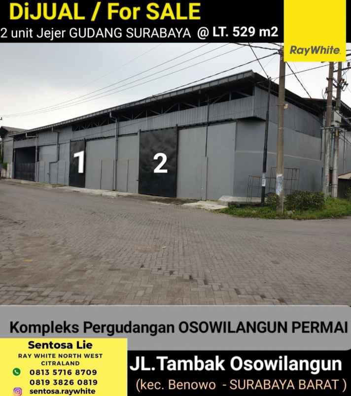 dijual ruko gudang kantor jalan tambak osowilangun