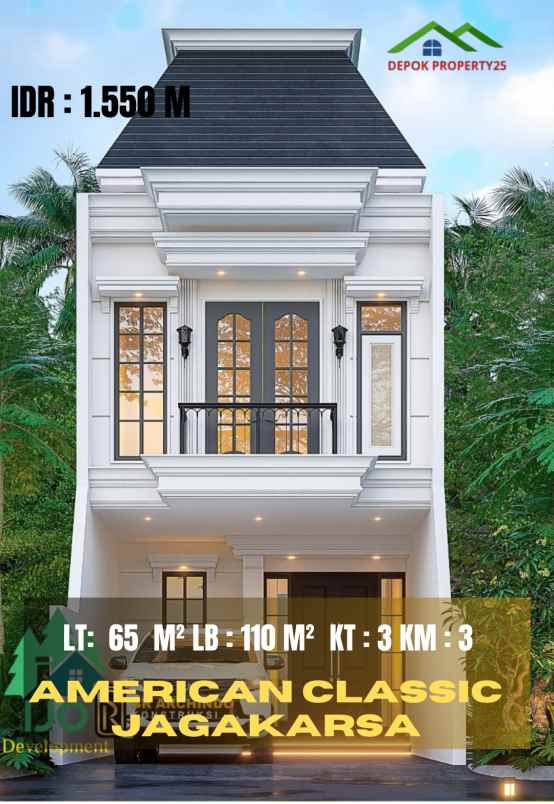 dijual rumah american classic di jagakarsa jakarta