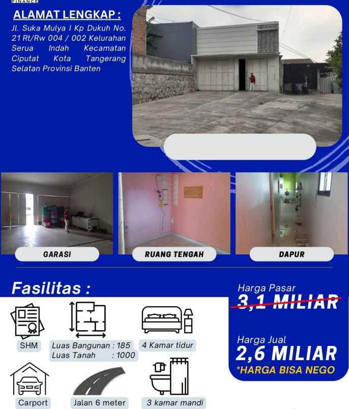 dijual rumah bagus murah dan ada sisa tanah tangerang