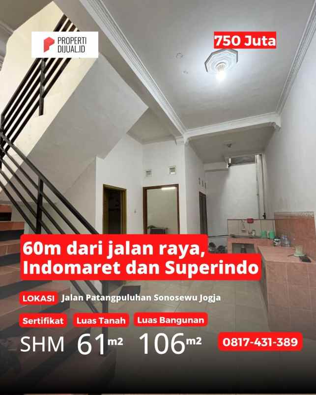 dijual rumah jalan patangpuluhan