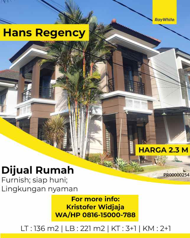 dijual rumah manyar tirtoyoso hans regency