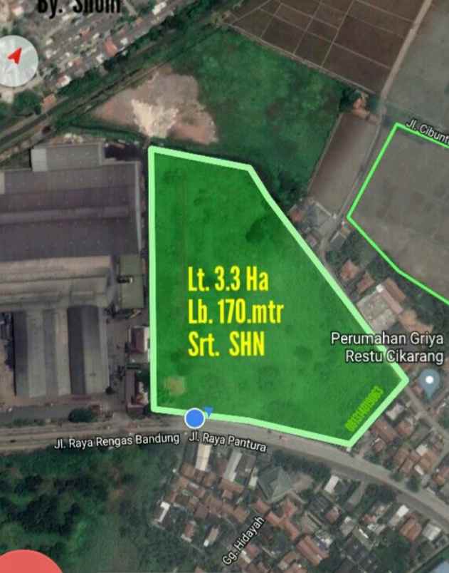 dijual tanah 3 3 hektar cikarang timur