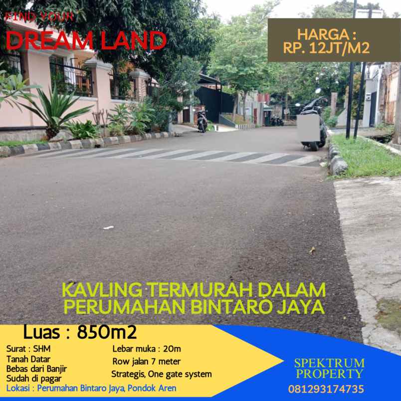 dijual tanah bintaro jaya pondok aren