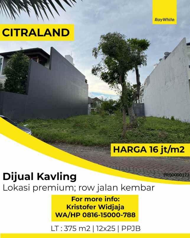 dijual tanah citraland surabaya raffles
