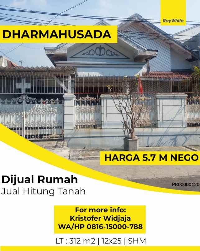dijual tanah dharmahusada indah utara