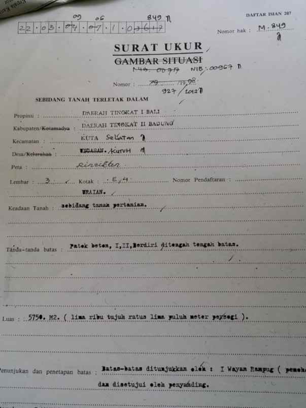 dijual tanah jl gubug sari