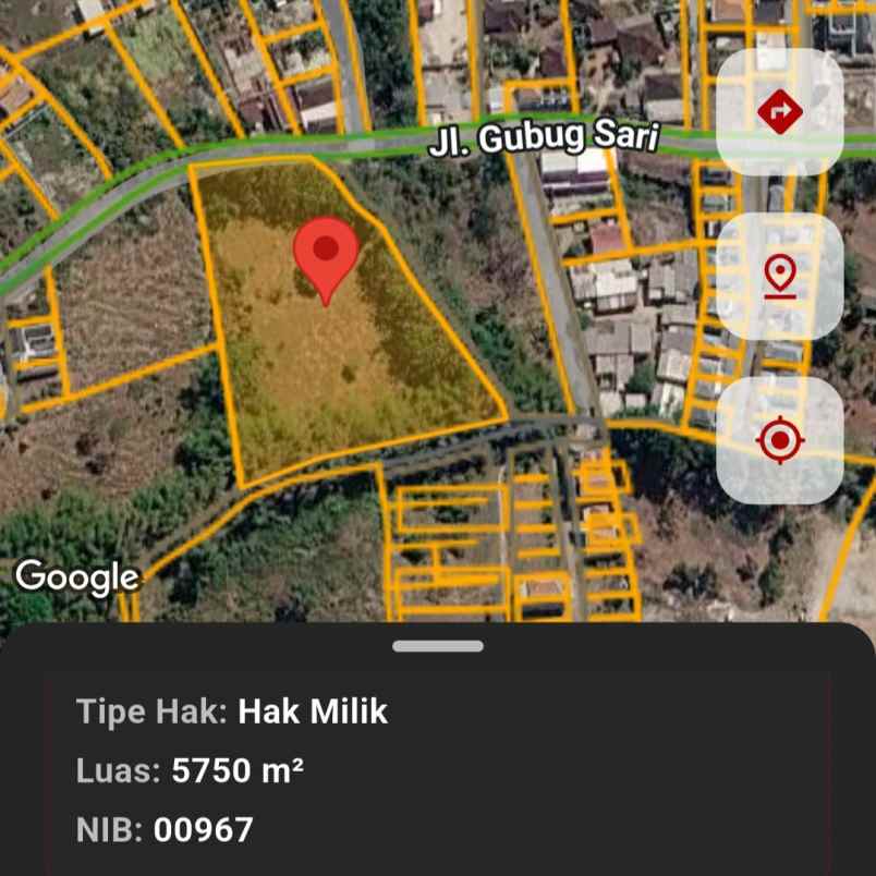 dijual tanah jl gubug sari