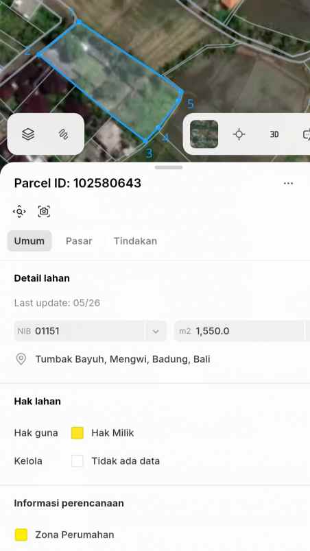 dijual tanah tumbak bayuh