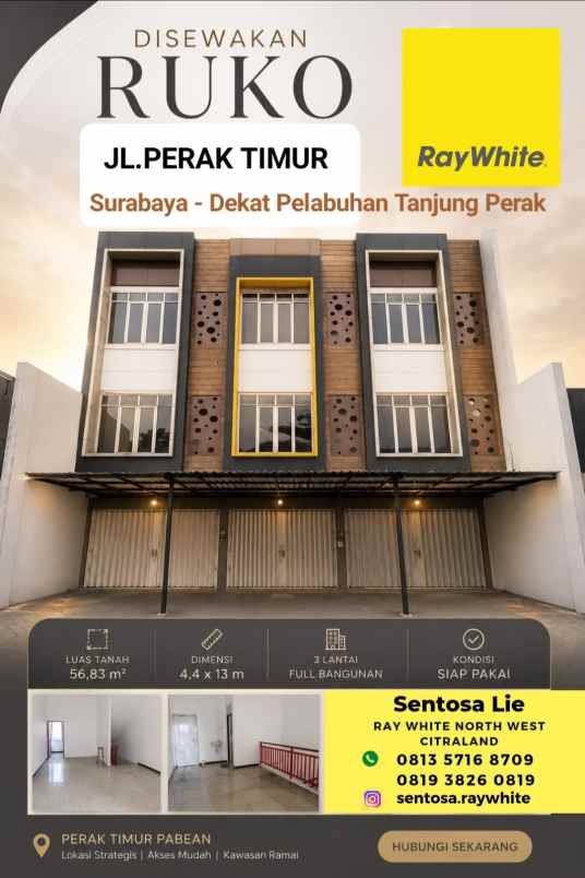 disewakan ruko gudang kantor jalan perak timur