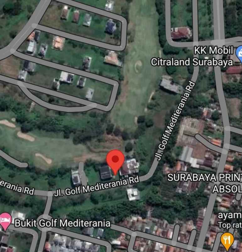 kavling golf view 20x40 di citraland surabaya barat