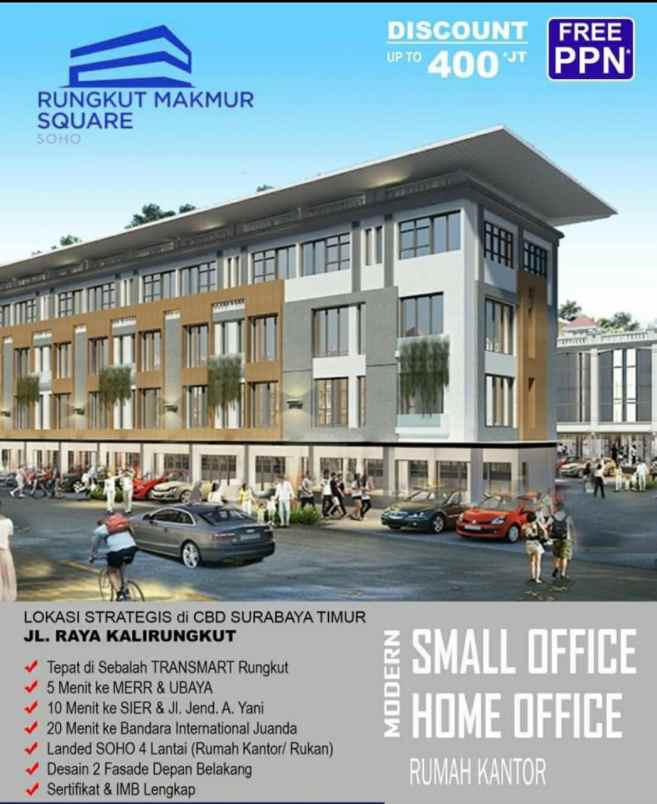 ruko gudang kantor jalan raya kalirungkut