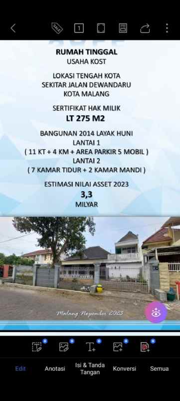 rumah kost strategis di dewandaru lowokwaru malang