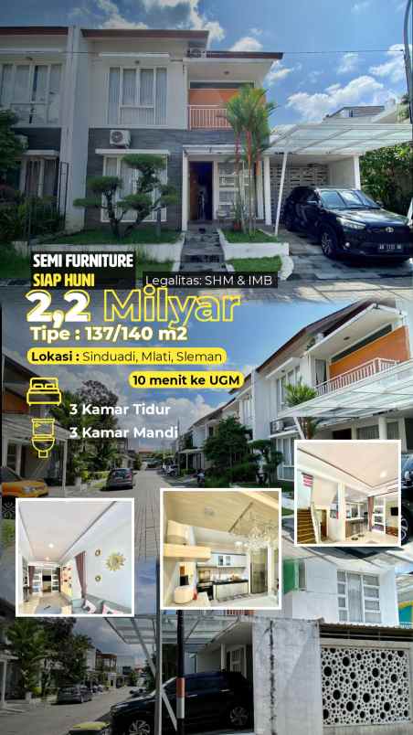 rumah mewah hook 2 lantai 10 menit ke kampus ugm