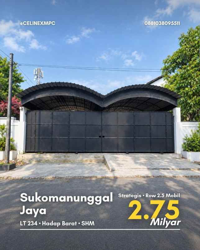 rumah sukomanunggal jaya hitung tanah row 2 5 mobil