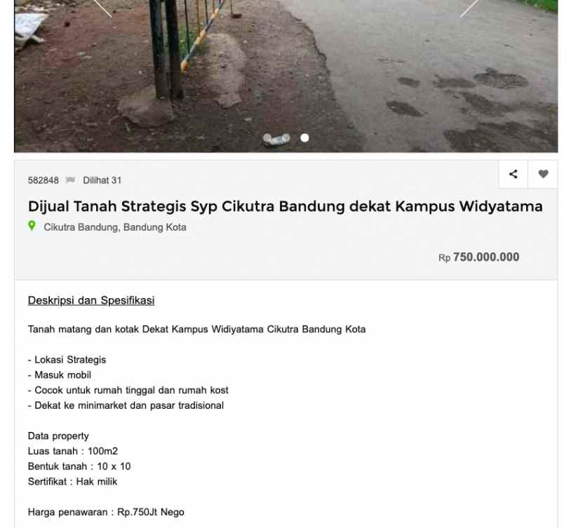 tanah dijual cepat butuh uang