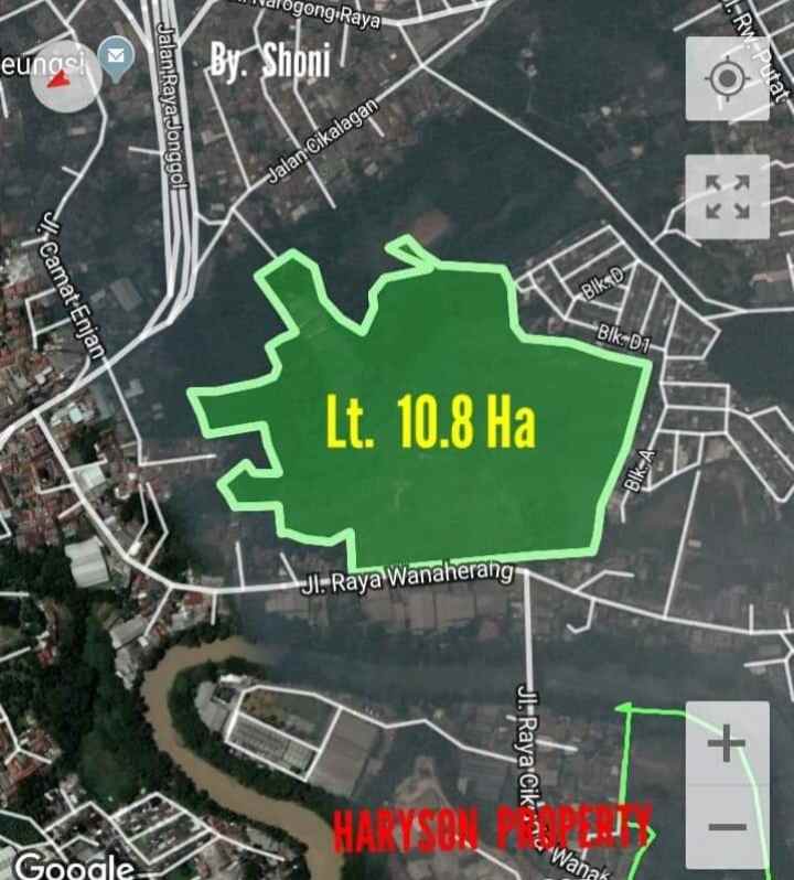 tanah komersial 10 8 hektar cileungsi kab bekasi