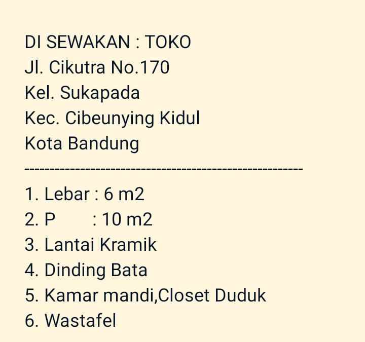 dijual cepat rumah ruko di sukapada cikutra bandung