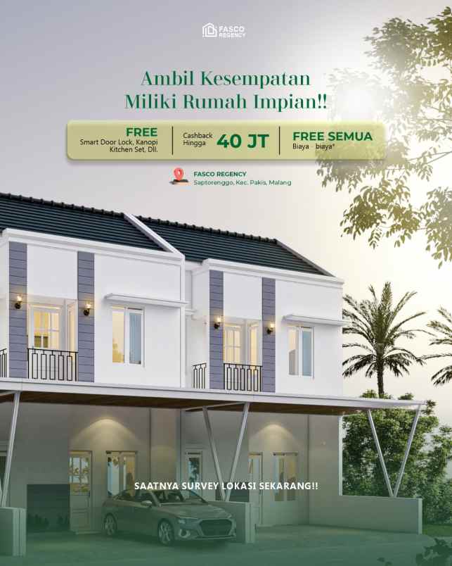 dijual hunian masa kini 600jt an di malang