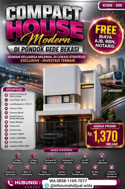 dijual rumah pondok gede