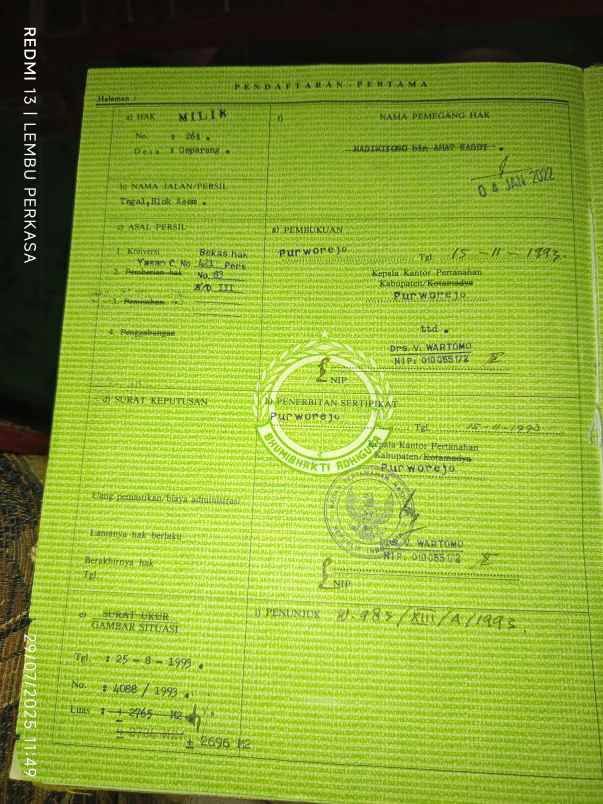 dijual sebidang tanah kosong