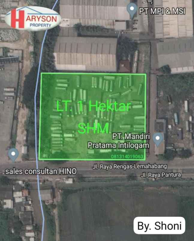 dijual tanah 1 hektar cikarang barat