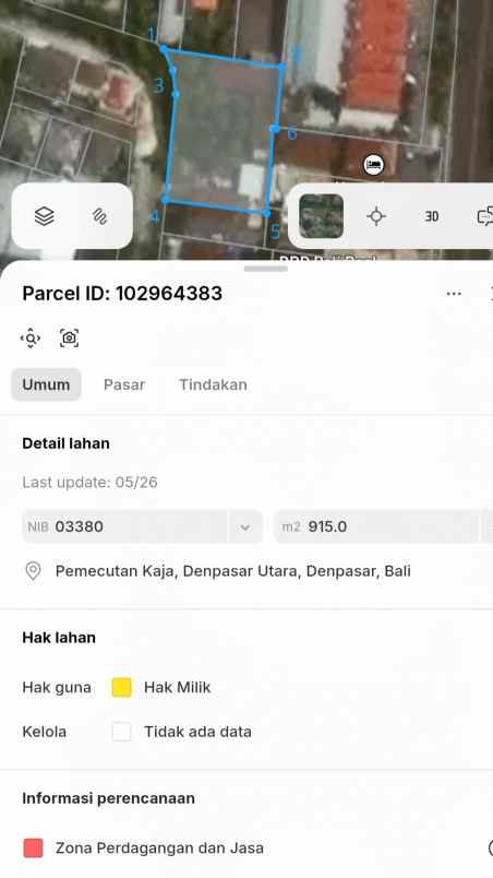 dijual tanah pemecutan kaja