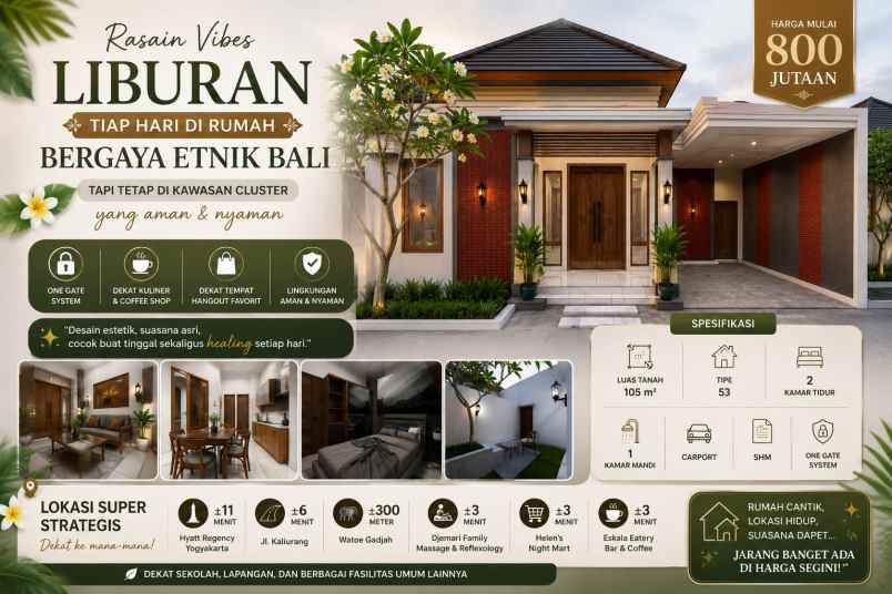 rumah modern etnik bali cocok untuk tinggal investasi