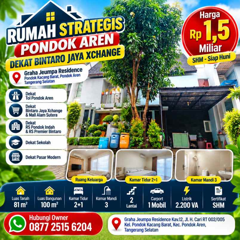 rumah strategis pondok aren dekat bintaro jaya xchange