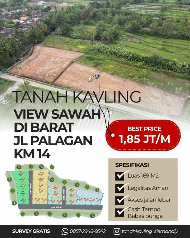 tanah kavling view sawah dekat jalan palagan km 14