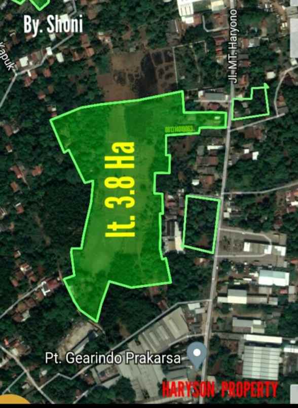 tanah komersil 3 8 hektar setu bekasi