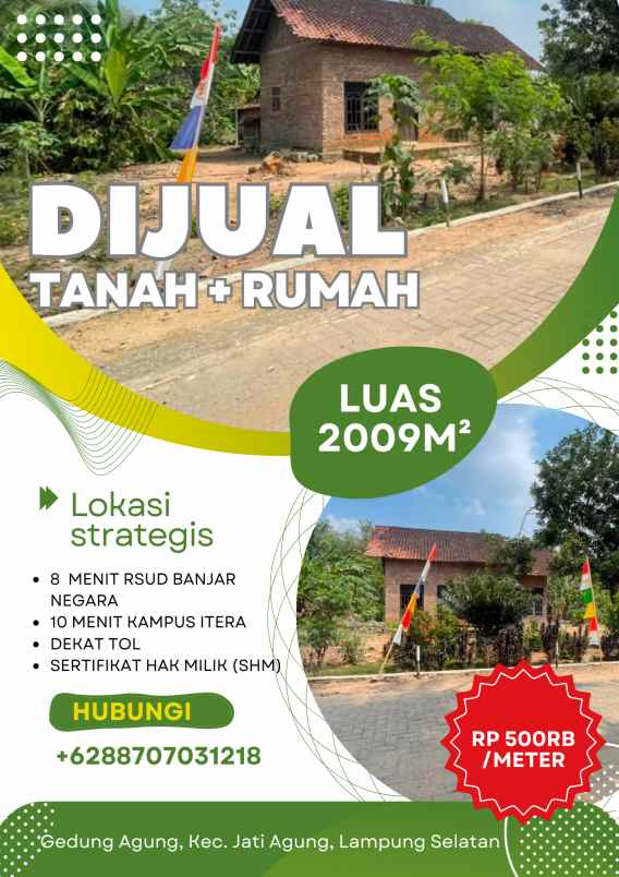 tanah luas bonus bangunan rumah gedung agung