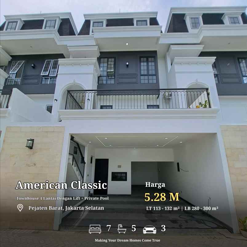 towhouse modern 4 lantai dekat pejaten village