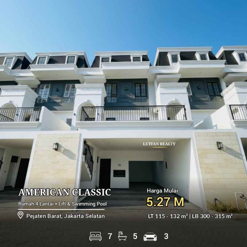 towhouse modern 4 lantai dekat pejaten village