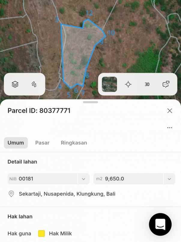 dijual 38 ha loss tebing tanglad nusa penida klungkung