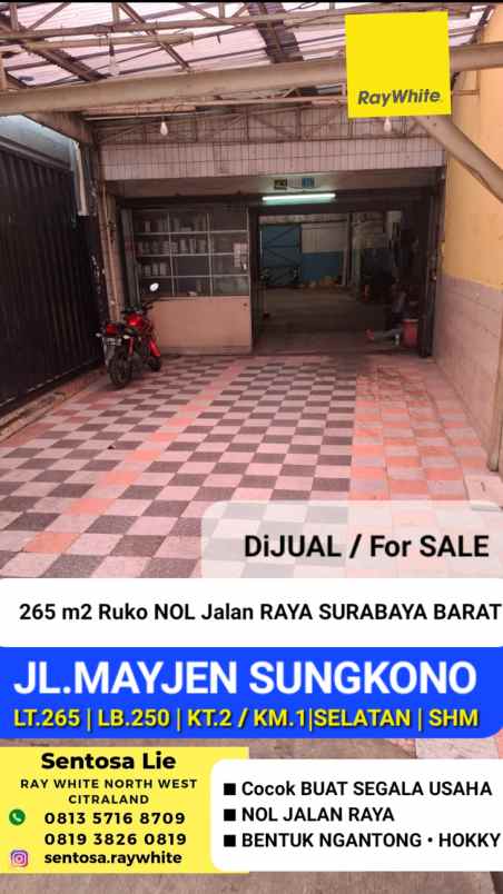 dijual ruko gudang kantor jalan mayjen sungkono