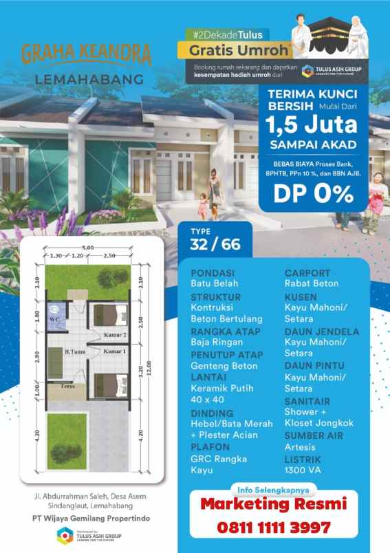 dijual rumah desa asem lemahabang