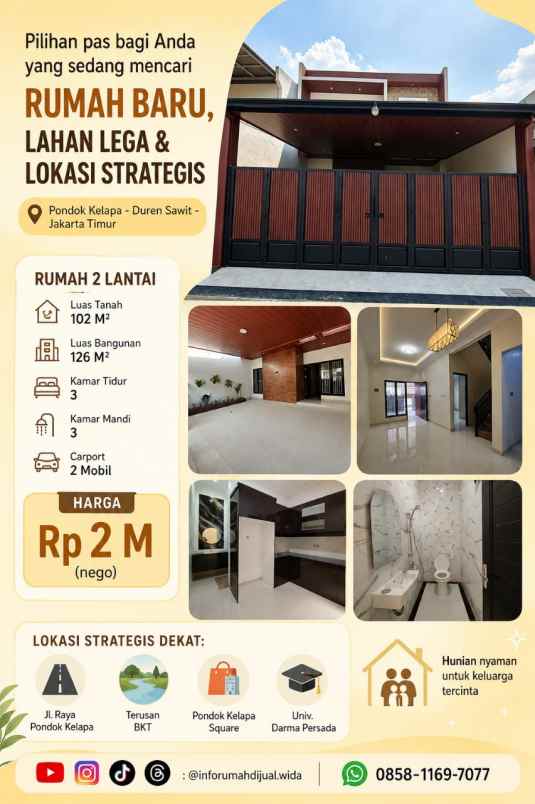 dijual rumah pondok kelapa